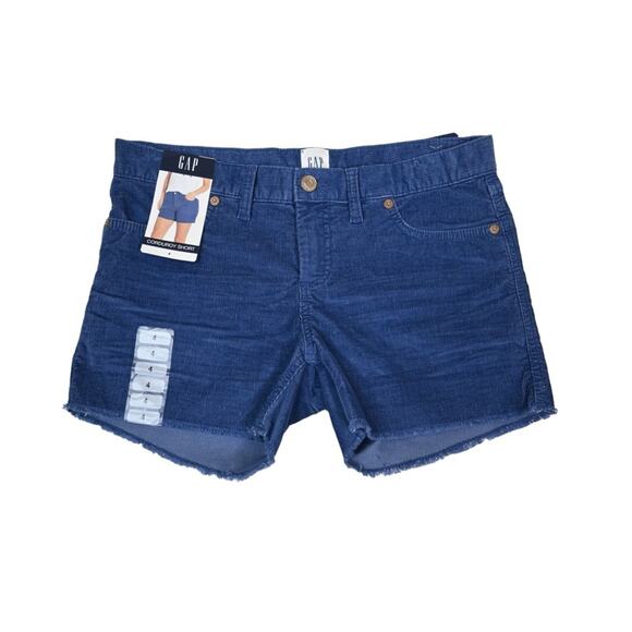 GAP Womens 4 Frayed Hem Corduroy Short in Ocean Blue NEW - Picture 1 of 11